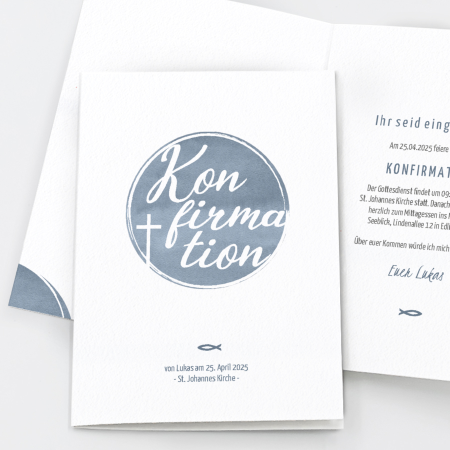 Aquarell Kreis Einladungskarte Konfirmation