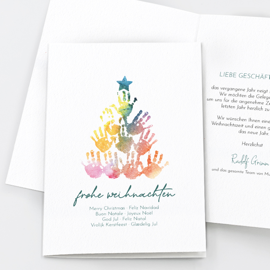 Bunte Hände Geschäftliche Weihnachtskarte