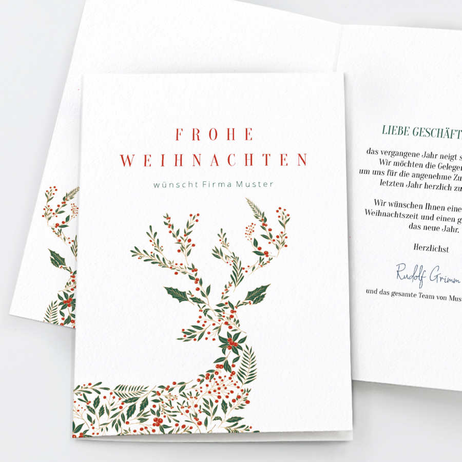 Deer of Leaves Geschäftliche Weihnachtskarte