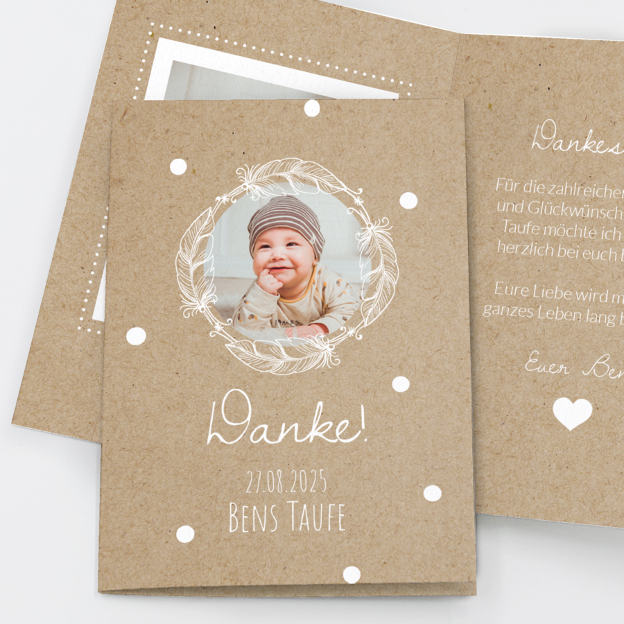 Feder Danksagung Taufe