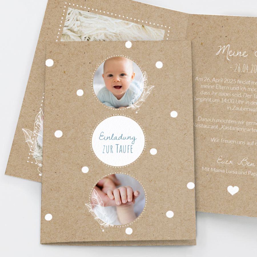 Feder Taufeinladung