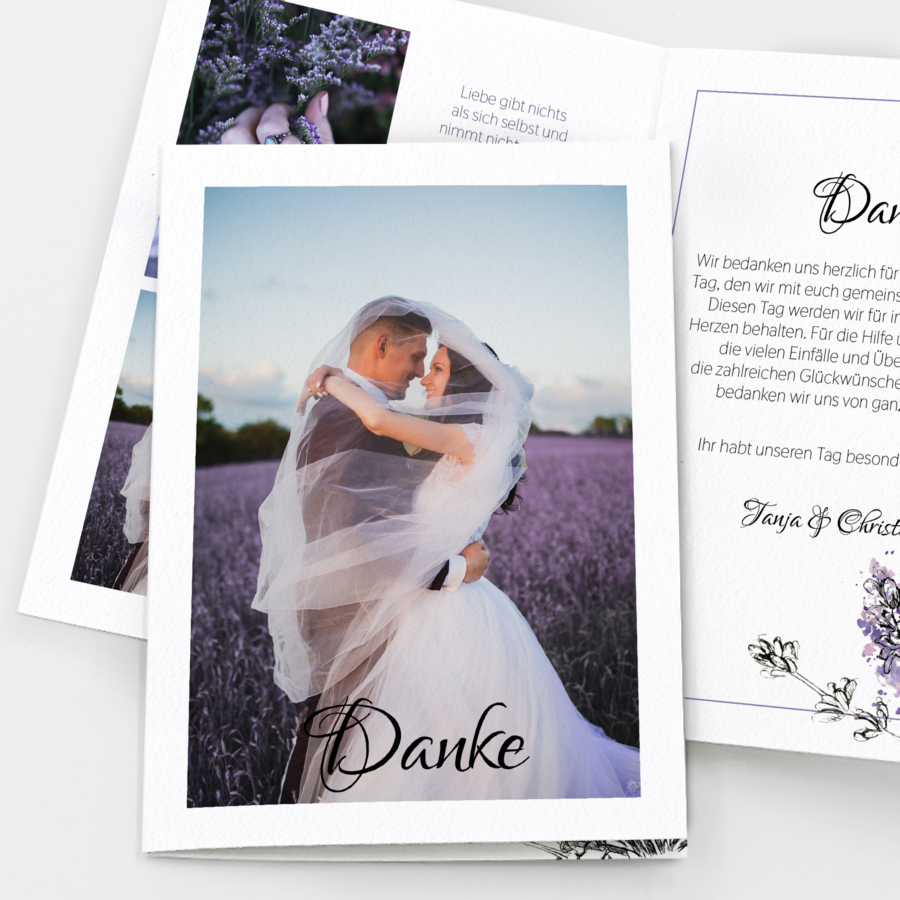 Lavendel Dankeskarte Hochzeit
