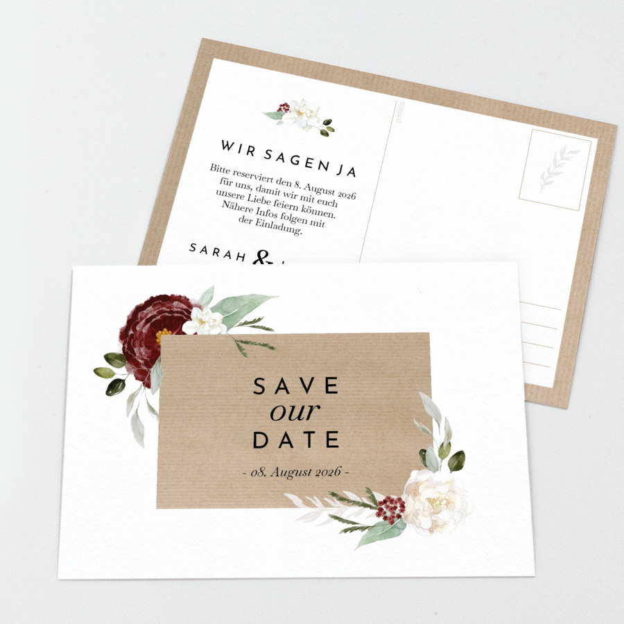 Rose Bouquet Save the Date Karte
