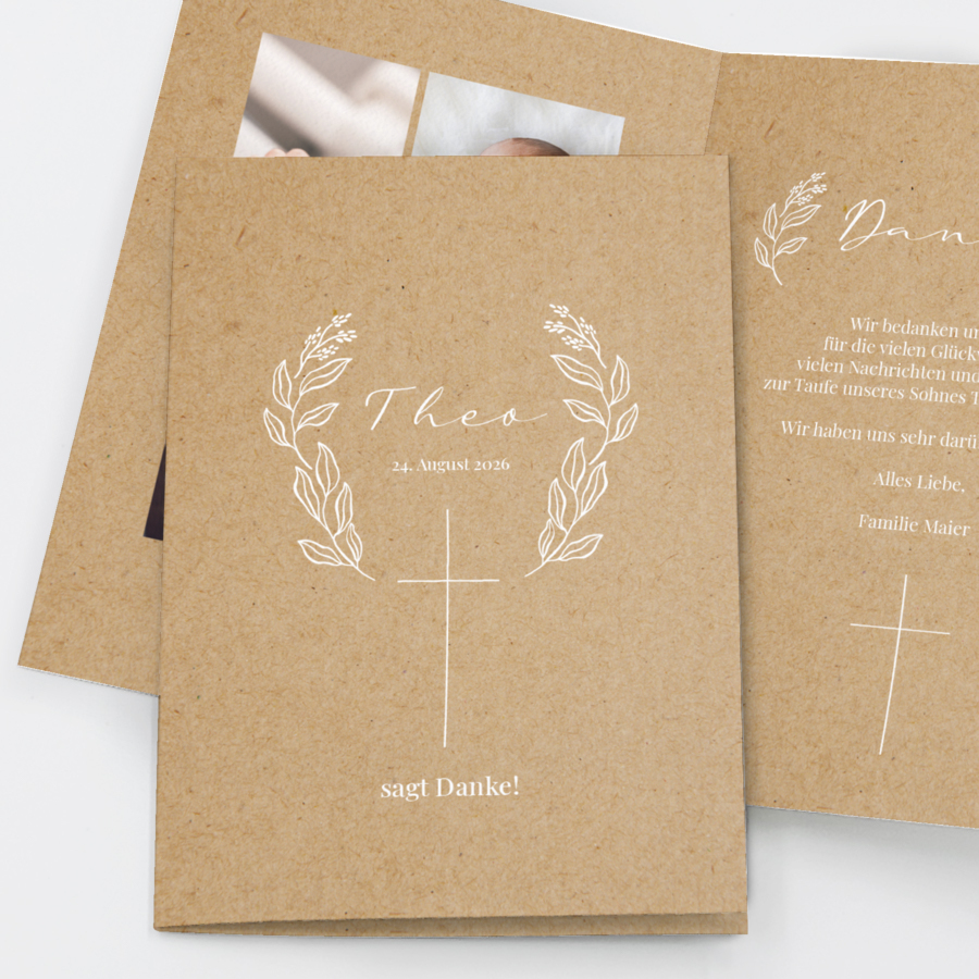 Zartes Kreuz Danksagung Taufe