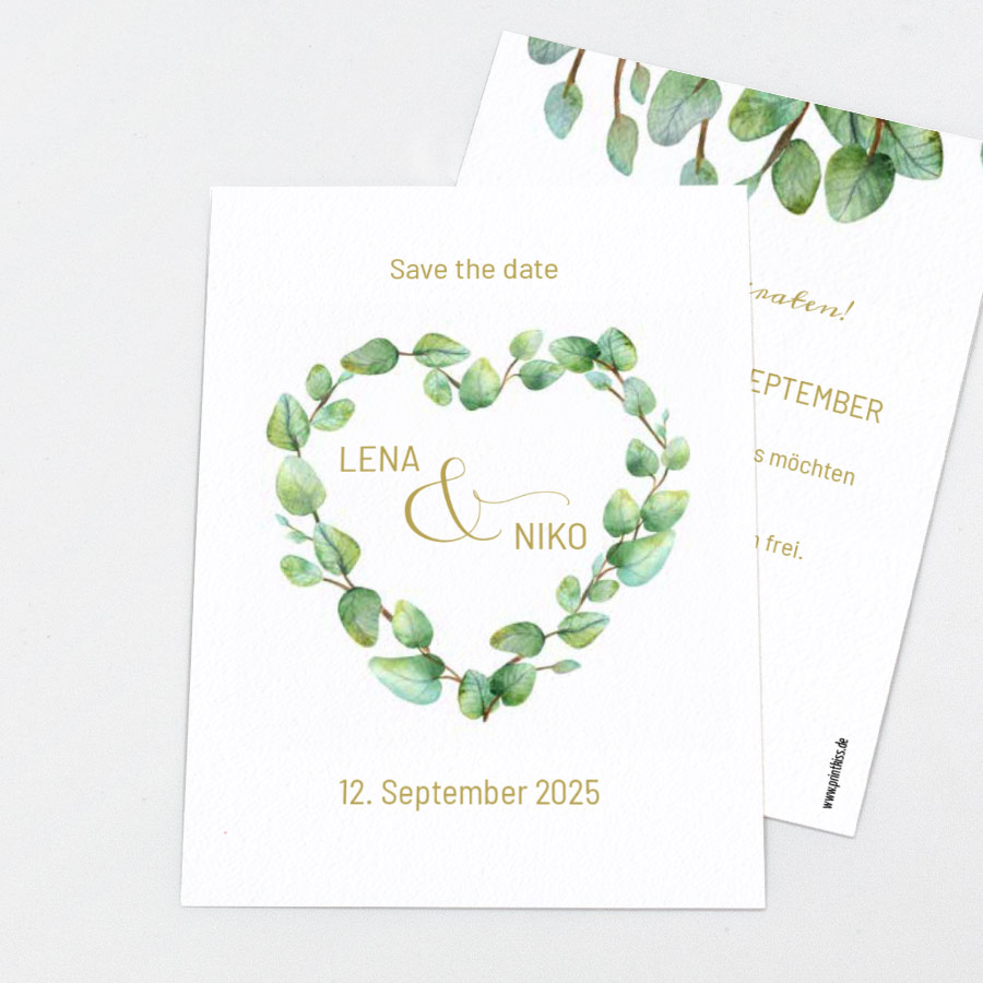Green Leaf Save the Date Karte