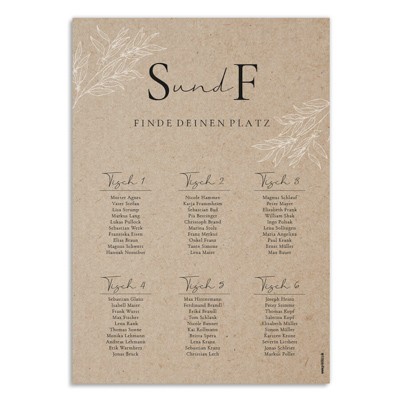 Scandi Chic Sitzplan Hochzeit