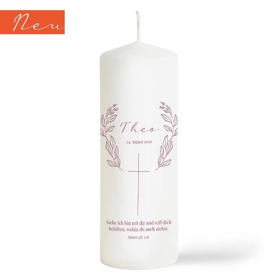 Zartes Kreuz Kommunionkerze