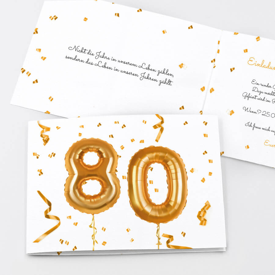 Goldene Achtzig Einladungskarte 80. Geburtstag